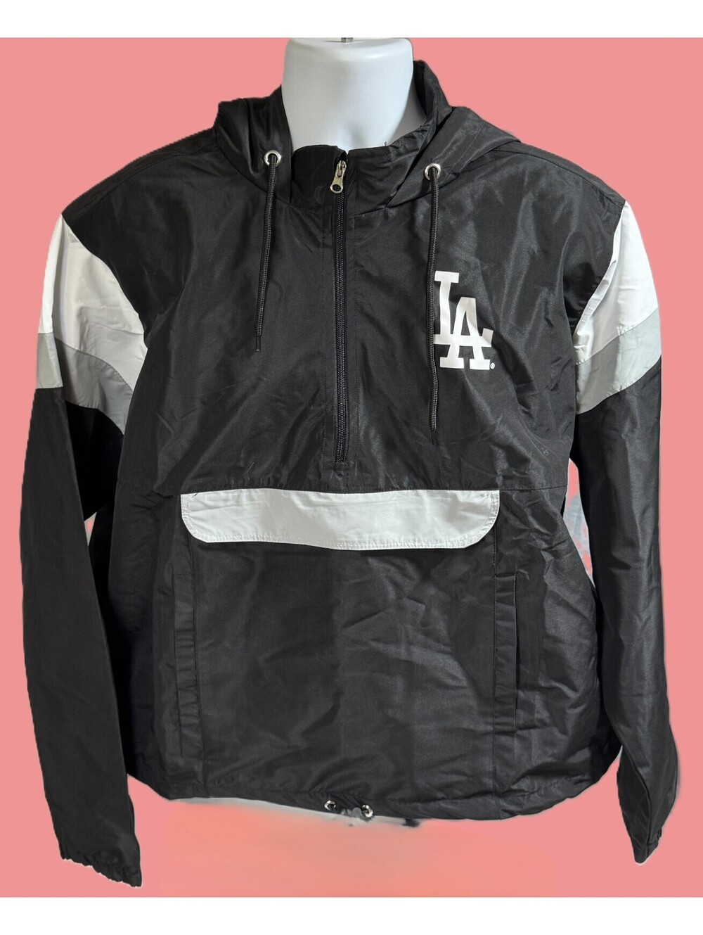 Fanatics Black Los Angeles Dodgers Anorak Hoodie 1/4 Zip Jacket Mens 3XL NWOT